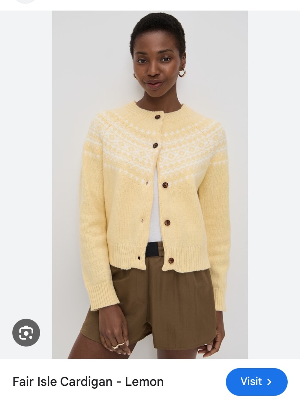 Lemon Fair Isle Crewneck Cardigan - Unbranded